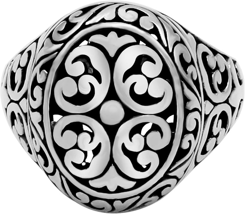 DEVATA Gold or Rhodium Plated Sterling Silver 925 – Eternity, Band Ring for Women – Heart, Knot, Clover, Infinity, Mariner, Cable, Curb, Cuban, Figaro, Daisy, Rope, Ribbed, Dome