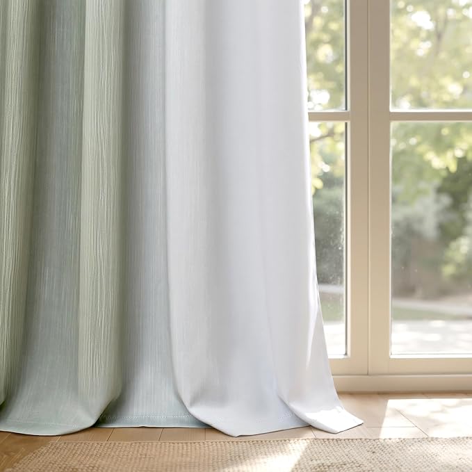 MIULEE Sage Green and Greyish White Ombre Blackout Curtains, Full Room Darkening Thermal Insulated 63 Inches Long Drapes for Bedroom/Living Room Grommet Window Treatments Modern 52Wx63L, Set of 2