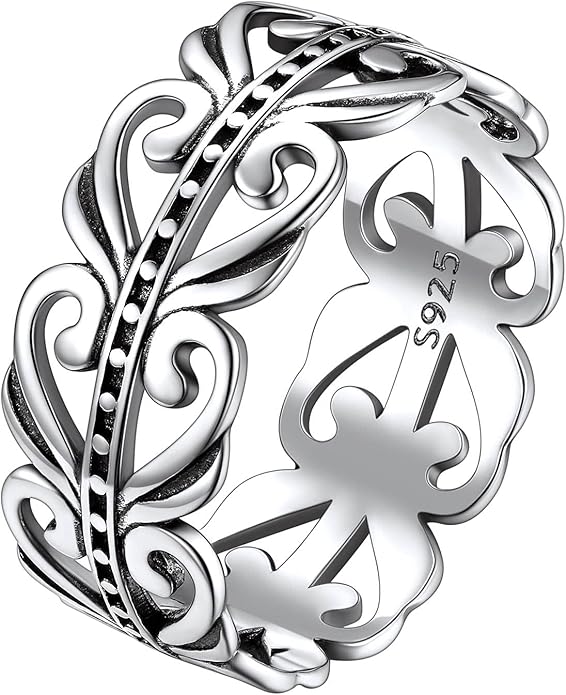 Suplight S925 Sterling Silver Celtic Knot/Evil Eye/Infinity Symbol Band Ring, 2/3/5/8mm Vintage Finger Thumb Ring for Women Size 4-13 (with Gift Box)
