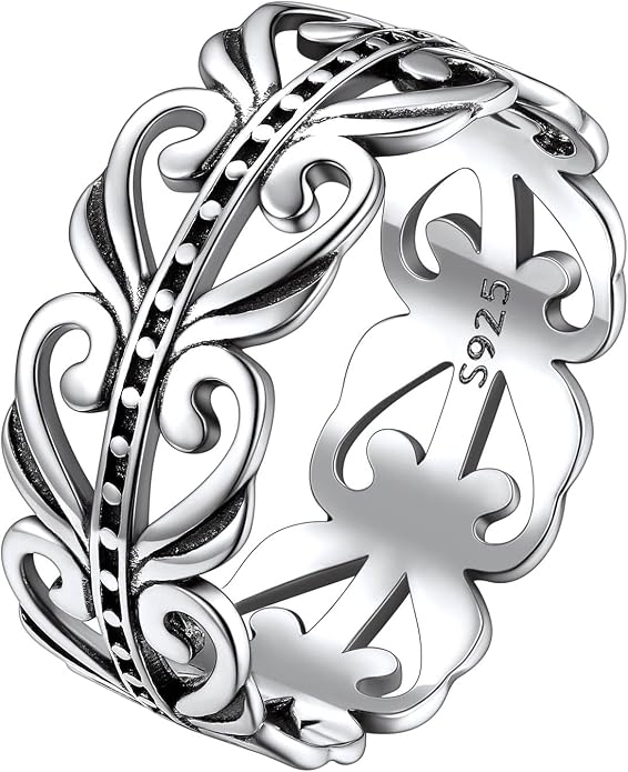Suplight S925 Sterling Silver Celtic Knot/Evil Eye/Infinity Symbol Band Ring, 2/3/5/8mm Vintage Finger Thumb Ring for Women Size 4-13 (with Gift Box)
