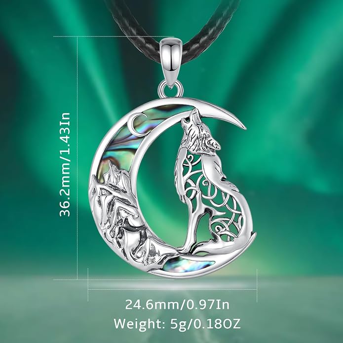 925 Sterling Silver Viking Wolf Mjolnir Necklace for Men Women, Viking Runes Wolf Tooth Witch Celtic Knot Amulet Protection Pendant Nordic Norse Mythology Jewelry Gift for Men Women