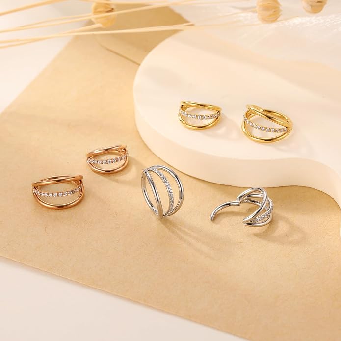 316L Surgical Steel Septum Clicker Ring Nose Ring Hoop Sleeper Hoop Earring Helix Rook Conch Cartilage Daith Tragus Earrings Lobe Nose Piercing Jewelry for Women