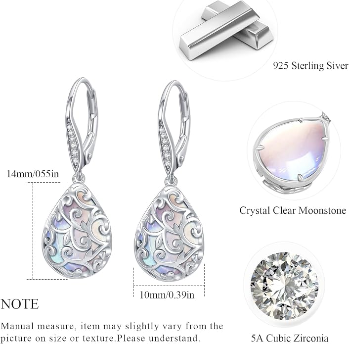 Trendy Dangle Earrings for Women Teen Girls Sterling Silver 12 Birthstone Earrings Minimalist Hypoallergenic Earrings for Sensitive Ears Jewelry Gifts