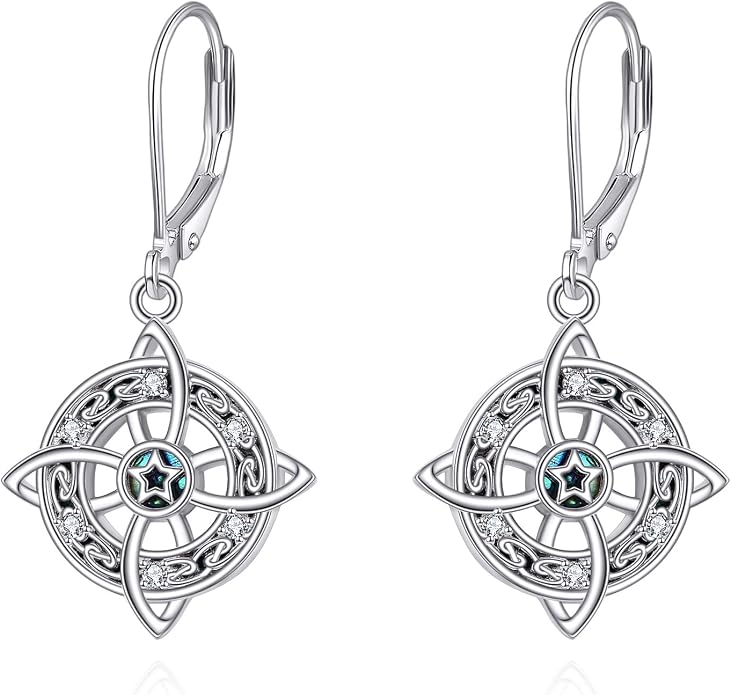 AOBOCO Abalone Shell Earrings for Women 925 Sterling Silver Airplane Celtic Knot Dangle Leverback Earrings Jewelry Mothers Day Birthday Gifts for Mom Friends