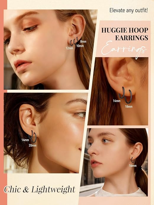 FaithHeart 925 Sterling Silver Huggie Hoop Earrings, Small Hoop Earring for Women, Silver/14K Gold/Black/Rose Gold Hypoallergenic Cartilage Earrings for Women 8/10/12/14/16/18/20mm