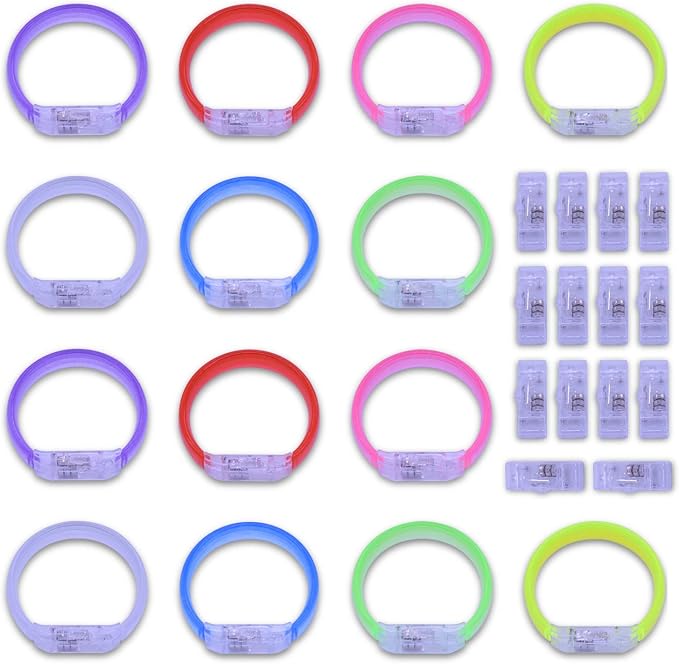 M.best 14pcs Glow Bracelets with 14pcs Spare Batteries Glow in The Dark Bracelets Toys for Party Favors