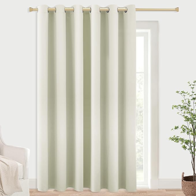 KOUFALL 84 Inch Extra Wide Blackout Curtains 96 Inches Long, Light Blocking Room Darkening Thermal Insulated Room Divider Curtains for Sliding Glass Doors, Cortinas para Patio, Cream Ivory
