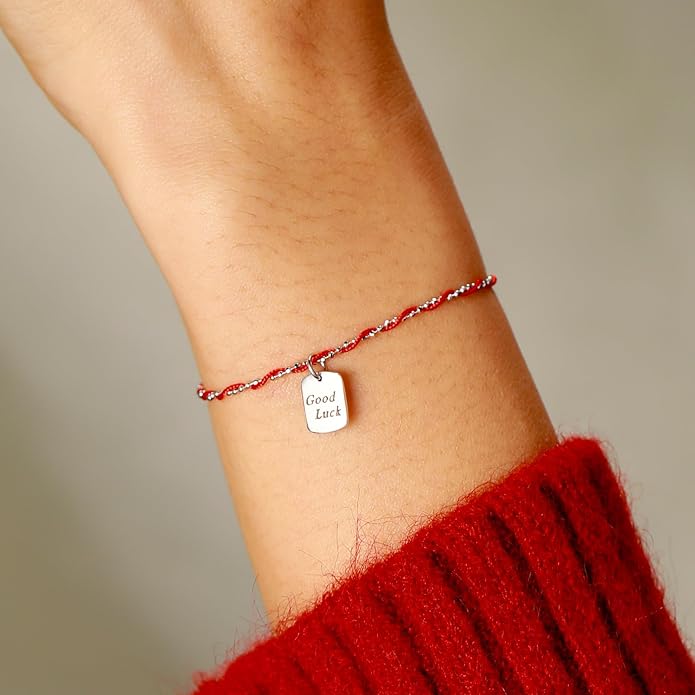 Lucky Red String Protection Bracelets for Women Men 925 Sterling Silver 14K Gold Plated Adjustable Gold Chain Red String Bracelet Red Braided Initial Strand Bracelet Handmade Jewelry for Couple Daughter Birthday Jewelry Gifts
