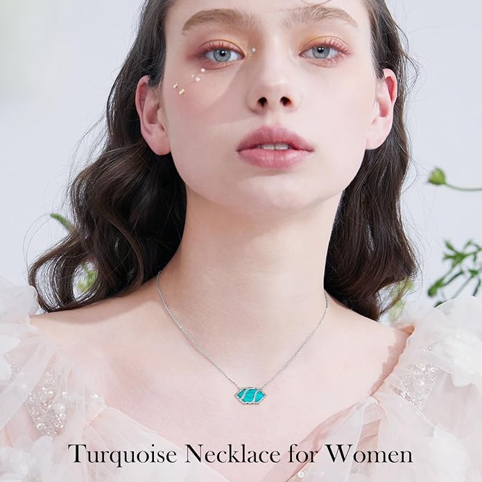 HPQQ Teardrop Necklace 925 Sterling Silver Filigree Gemstone Pendant Necklace Fine Jewelry Birthday Mother's Day Gifts for Women Her Mom