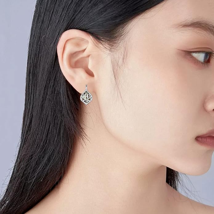 Lotus Earrings 925 Sterling Silver Yoga Lotus Jewelry Lever back Earrings Stud Earrings Gifts for Women Mom