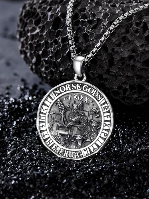 Viking Necklace for Men Women 925 Sterling Silver Norse Jewelry Fathers Mothers Day Anniversary Birthday Gifts for Mom Dad Husband Brother (with Gift Box)