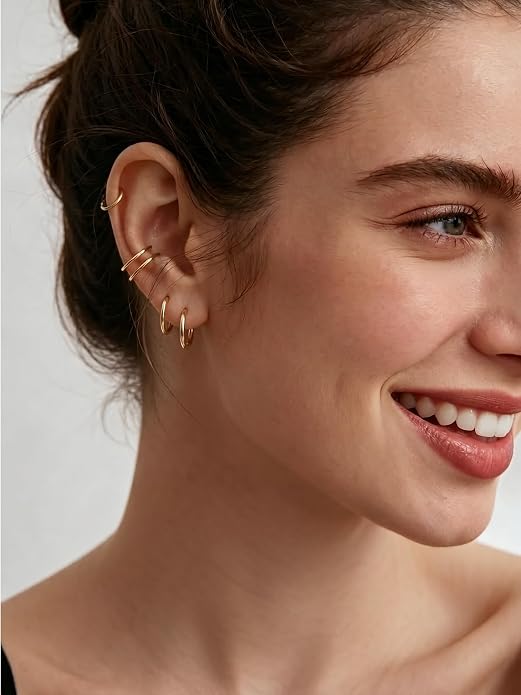 ChicSilver 925 Sterling Silver Huggie Hoop Earrings Small Hoop Earrings for Women Hypoallergenic Silver Huggie Earring Cartilage Earrings for Women (6/8/10/12/14/16/18/20MM)