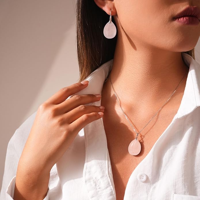 925 Sterling Silver Natural Crystal Agate Dangle Earrings, Waterdrop Teardrop Shape