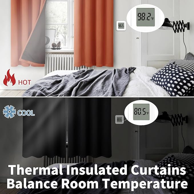 BGment Short 100% Blackout Curtains for Bedroom, Thermal Insulated Energy Efficiency Noise Reducing Grommet Curtains 54 Inch Length with Liner for Small Window 2 Panels Each 42 Inch Wide, Terracotta