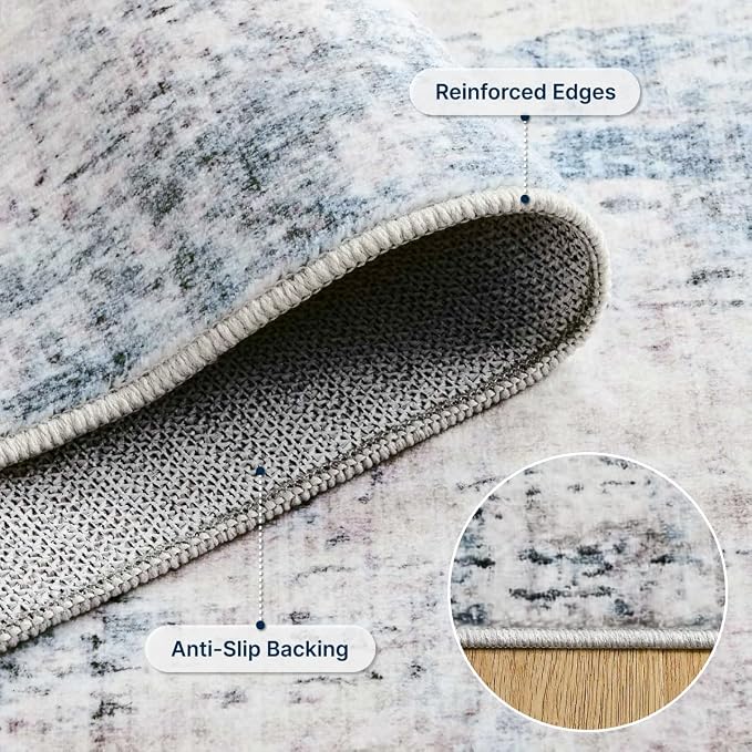 8x10 Area Rugs Washable Living Room Rug-No Slip Soft Carpets Modern Abstract Coastal Beach Indoor Floor Stain Resistant Large Carpet for Bedroom Dining Room Farmhouse Nursery Home Office Blue