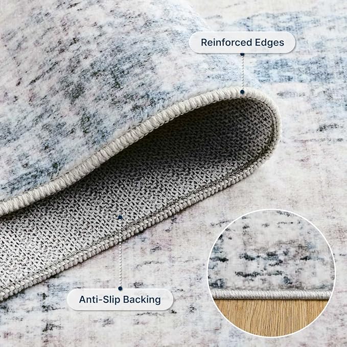 10x12 Area Rugs Washable Living Room Rug-No Slip Soft Carpets Modern Abstract Coastal Indoor Floor Stain Resistant Large Carpet for Bedroom Dining Room Farmhouse Nursery Home Office Blue