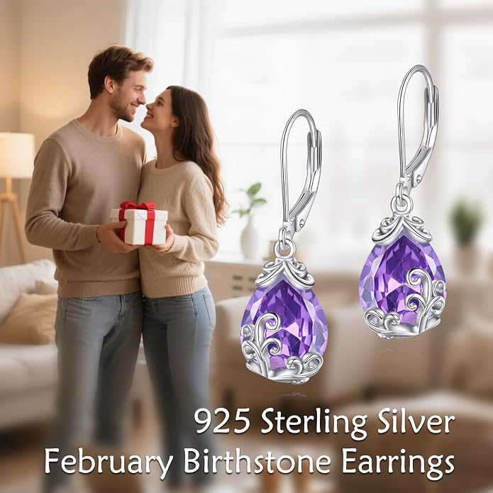 POPLYKE Celtic Filigree Teardrop Drop Dangle Earrings Sterling Silver Leverback Earrings Jewelry for Women