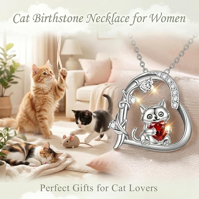 PELOVNY Teddy Bear Necklace for Women 925 Sterling Silver Bear/Highland Cow/Fox/Cat/Axolotl Birthstone Necklace Christmas Birthday Jewelry Gifts for Mom Daughter Wife Sister