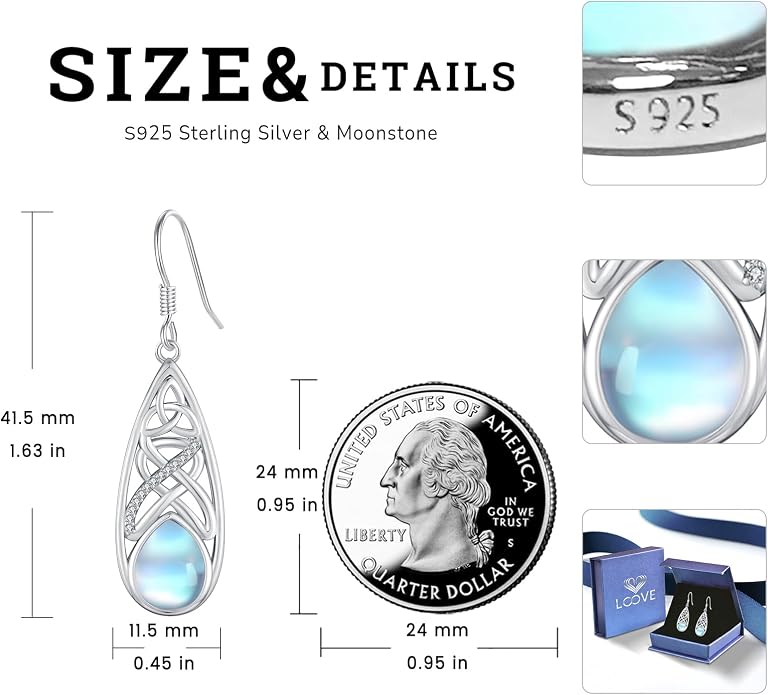 Tree of Life/Cat/Turtle/Butterfly/Flower/Celtic/Turquoise/Moonstone Dangle Earrings for Women Sterling Silver Cute Animals Drop Earrings Jewelry Gifts