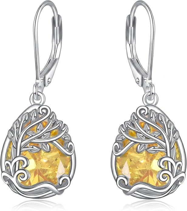 Teardrop Tree of Life/Filigree Earrings for Women Dangle Leverback Earrings Jewelry Gift Anniversary For Her