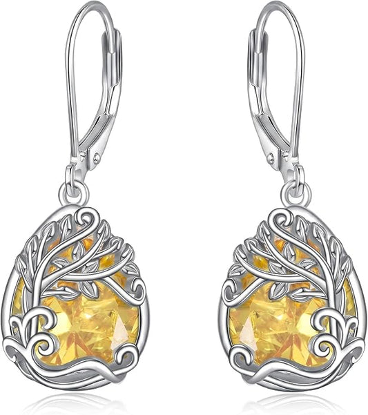 Teardrop Tree of Life/Filigree Earrings for Women Dangle Leverback Earrings Jewelry Gift Anniversary For Her