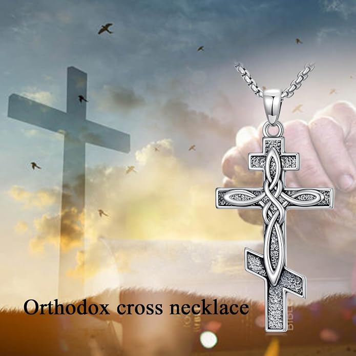 Crown of Thorns Necklace for Men 925 Sterling Silver Nail Cross Necklace Pendant Religious Christian Jewelry Valentines Day Gifts for Men