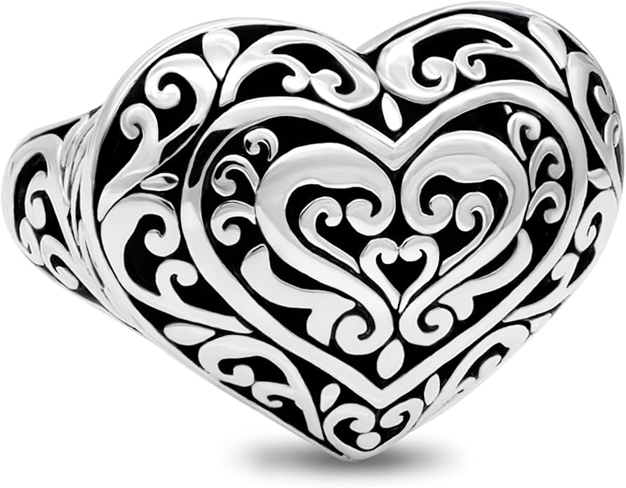 DEVATA Gold or Rhodium Plated Sterling Silver 925 – Eternity, Band Ring for Women – Heart, Knot, Clover, Infinity, Mariner, Cable, Curb, Cuban, Figaro, Daisy, Rope, Ribbed, Dome