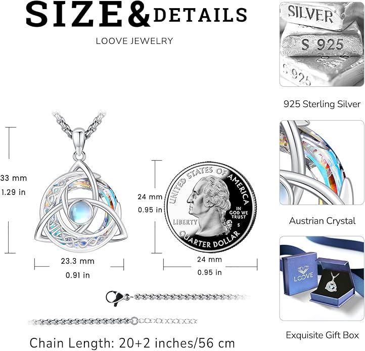 Pentagram/Celtic Knot/Witches Knot/Santa Muerte/Triple Moon Goddess/Baphomet/Hecate Necklace Sterling Silver Magic Wiccan Amulet Pagan Jewelry for Women Men