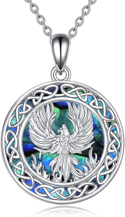 LUHE Sterling Silver Dragon/Wolf/Phoenix/Hummingbird/Horse/Unicorn Religious Pendant Necklace for Women Oxidized vintage Celtics Necklace Jewelry Christmas Gifts
