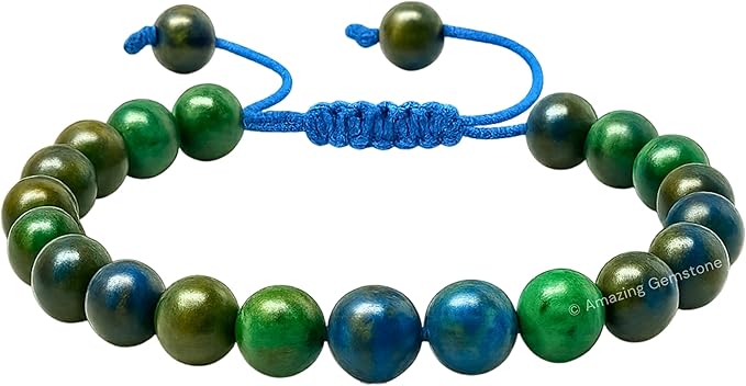 Amazing Gemstone Azurite Bracelet for Women Men's Gifts - Protection Healing Crystal Bracelet - 8mm Gemstone Beaded Adjustable Bracelet Pulseras para Hombres Mujer Stocking Stuffers