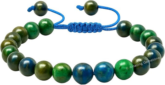 Amazing Gemstone Azurite Bracelet for Women Men's Gifts - Protection Healing Crystal Bracelet - 8mm Gemstone Beaded Adjustable Bracelet Pulseras para Hombres Mujer Stocking Stuffers