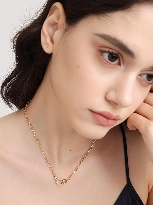 FRUMOS Gold Plated Necklace for Women, Dainty Layered Chain Necklace, Fashion Jewelry for Daily Wear