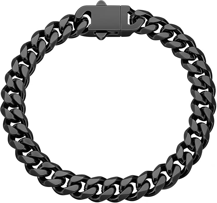 Fiusem Mens 14K Gold Plated Bracelets for Men, Stainless Steel Cuban link Bracelet for Men