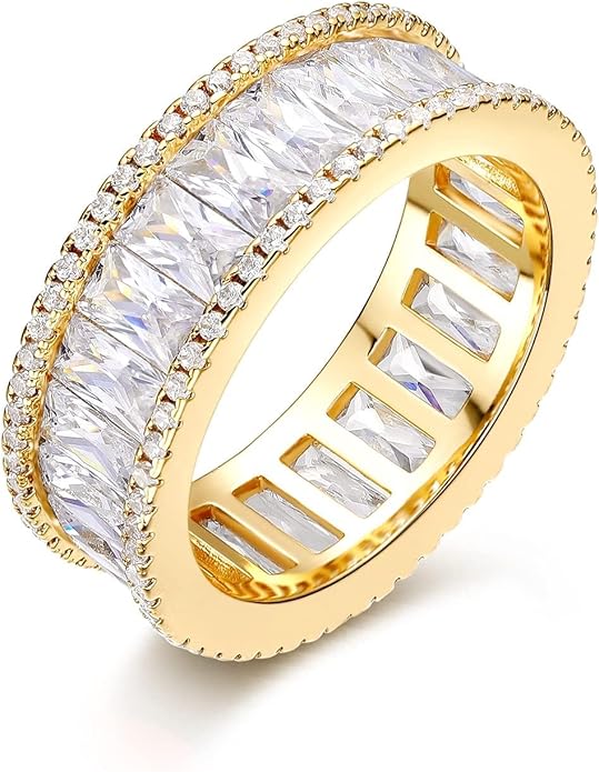 MDFUN 18K Gold Plated Eternity Rings for Women Cubic Zirconia Wedding Promise Engagement Band