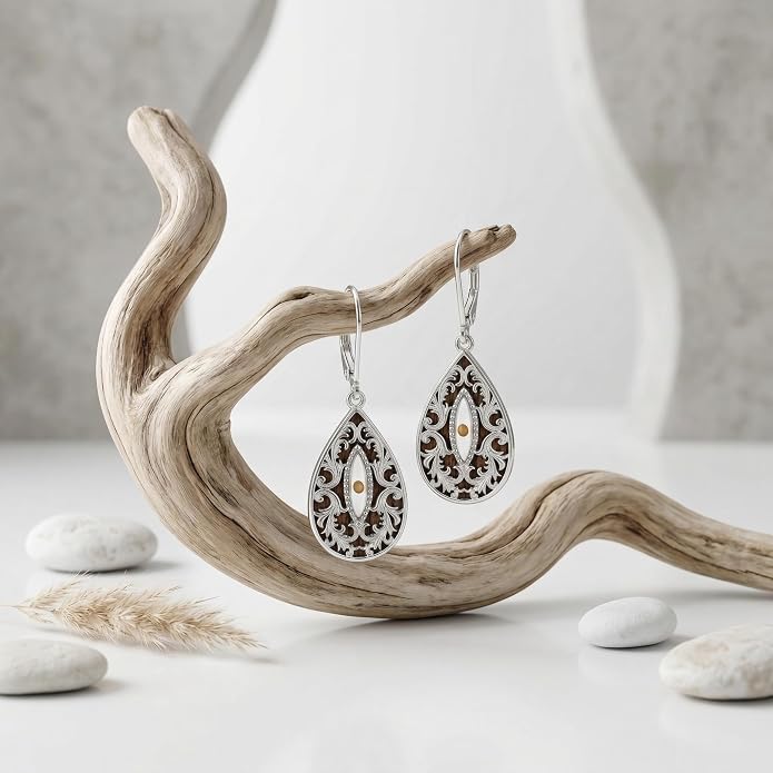 Silver Earrings Women Dangle Filigree/Abalone Shell/Turquoise Cowgirl Earrings Cat/Hummingbird/Chicken/Celtic Knot/Butterfly Jewelry Birthday Gifts for Women