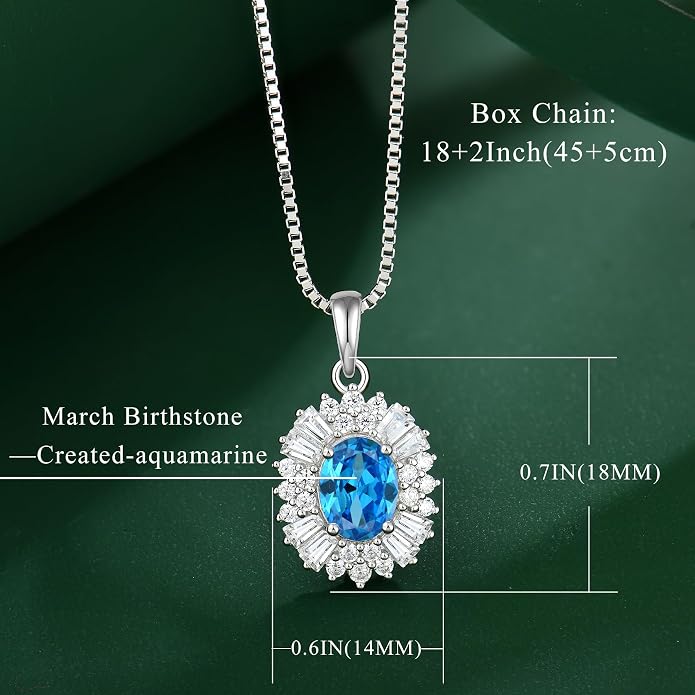Birthstone Necklace 925 Sterling Silver Oval 5A Cubic Zirconia Pendant Necklace Jewelry Birthday Gifts for Women