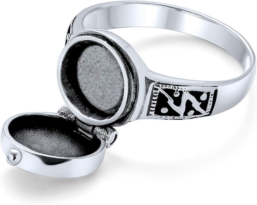 Bling Jewelry Unisex Celtic Knot Friendship Couples Promise Heart Memorial Keepsake Claddagh Signet Locket Poison Ring For Women Men Teen Oxidized .925 Sterling Silver