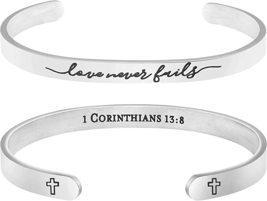 Memgift 𝐂𝐡𝐫𝐢𝐬𝐭𝐢𝐚𝐧 𝐁𝐫𝐚𝐜𝐞𝐥𝐞𝐭𝐬 for 𝐖𝐨𝐦𝐞𝐧 Inspirational Gifts Bible Verse Religious Faith Jewelry Cuff Bracelet Mothers Day Christmas Birthday Jewelry for Her Mother Daughter
