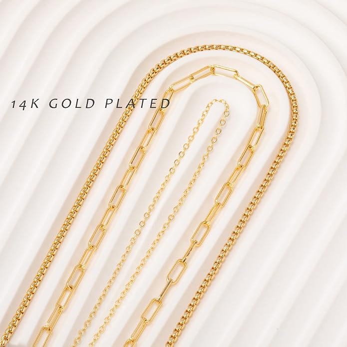 Natural Freshwater Baroque Pearl Necklace 14K Gold Plated Dainty Choker Necklace for Women Girls Snake Chain/Cuban Link/Paperclip/Ball Beaded Chain/Tennis Chain Fashion Jewelry for Gift