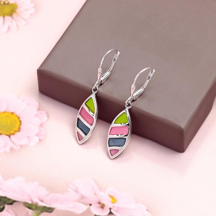 LeCalla 925 Sterling Silver Leverback Dangle Earrings for Women | Gemstone Drop Dangle Earring Jewelry Gifts for Wedding, Anniversary, Christmas, Valentine’s Day, New Year