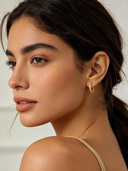 FaithHeart 925 Sterling Silver Huggie Hoop Earrings, Silver Small Hoop Earring for Women, 14K Gold/Black/Rose Gold Hypoallergenic Cartilage Earrings for Women 6/8/10/12/14/16/18/20mm