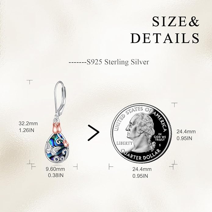 AOBOCO Teardrop Dangle Earrings for Women 925 Sterling Silver Moonstone Flower Filigree Leverback Jewelry Birthday