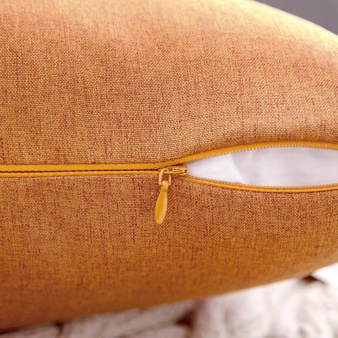 MIULEE Pack of 2 Decorative Outdoor Solid Waterproof Throw Pillow Covers Faux Linen Garden Farmhouse Cushion Cases for Patio Tent Balcony Couch Sofa 16x16 Inch Brown