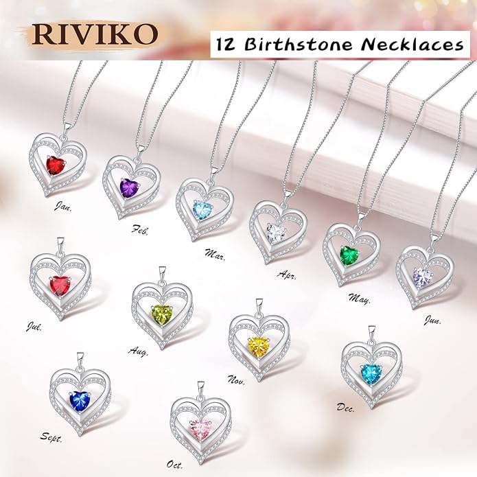 RIVIKO Infinity Heart Symbol Necklace for Women 925 Sterling Silver Love Heart Pendant Mothers Day Anniversary Birthday Christmas Jewelry Gifts for Women Mom Wife Sister Her Friends