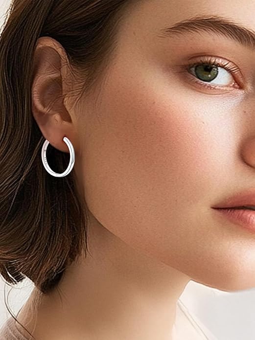 Silvora Sterling Silver Hoop Earrings for Women, Small Hoops 14K Gold Plated/925 Silver/Rose Gold/Black, Hypoallergenic Huggie Lightweight Cartilage Sleeper Earrings 8/10/12/14/16/18/20mm