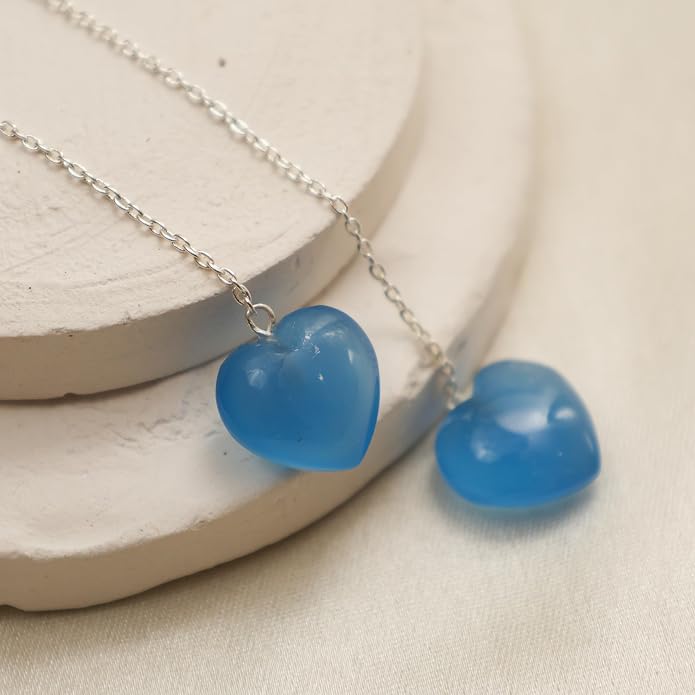 Gemstone Heart Shaped Threader Earrings in 925 Sterling Silver, Pull Through Adjustable, Versatile & Trendy, Perfect Valentine's Gift for Women, Choice of Gemstone Available