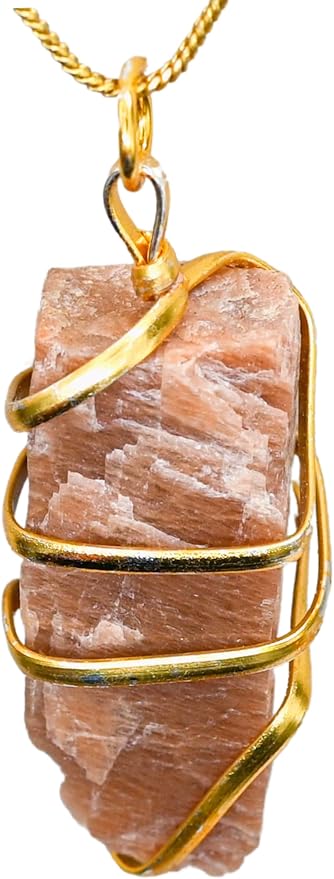 Amazing Gemstone Peach Moonstone Crystal Necklace for Women - Premium Raw Healing Crystals for Gifts for Mom, Mothers, Teen Girls and Girlfriend