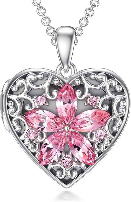 Dorunmo Personalized Locket Necklace 925 Sterling Silver that Holds Pictures Butterfly Birthstone Photo Heart Locket Custom Jewelry Congratulations New Beginnings New Job Gifts for Women
