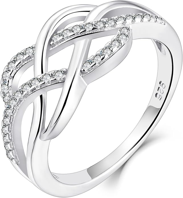 YL Celtic Knot Rings 925 Sterling Silver Twisted Knot Ring Birthstone Infinity Statement Jewelry for Women-size5