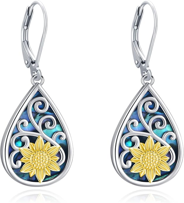 Black Cat/Turtle/Moonstone//Turquoise/Flower/Tree of Life Earrings Sterling Silver Cute Animal Leverback Dangle Earrings Jewelry Gifts